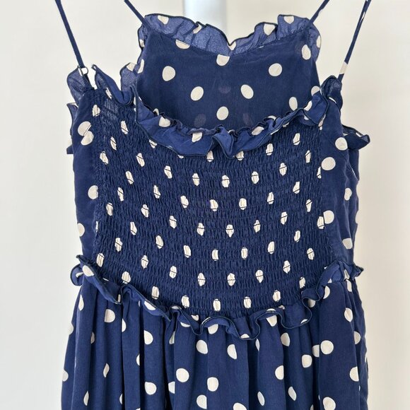 Balenciaga 2017 Silk Navy Polka Dot Mini Dress Size XS - Picture 7 of 8
